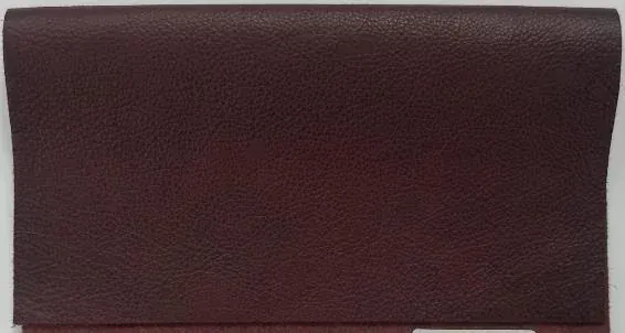 Dark Cherry Cow Urban leather sample from the Farhan Exports colour card